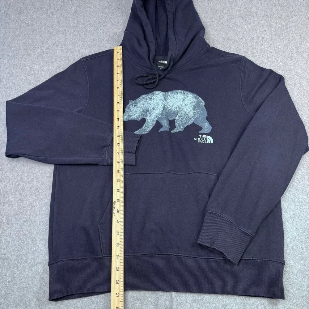 The North‎ Face Hoodie BEAR Graphic Logo Navy Blue Sweatshirt Men's Size M